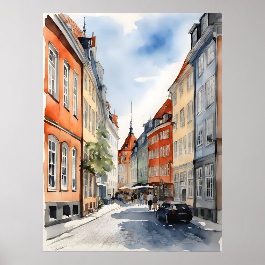 Waterverf van kopenhagen poster (Voorkant)