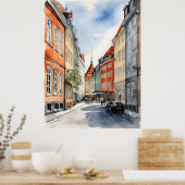 Waterverf van kopenhagen poster (Keuken)