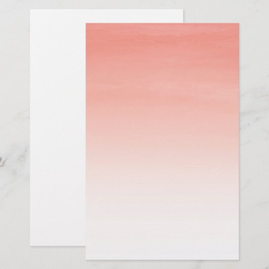 Waterverf van koraal briefpapier (Voorkant / Achterkant)