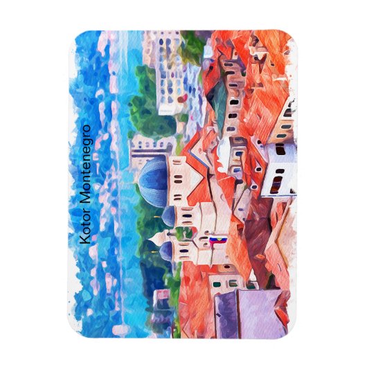 Waterverf van Kotor Montenegro Magneet (Verticaal)