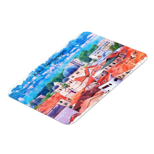 Waterverf van Kotor Montenegro Magneet (Linkerzijde)