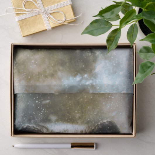 Waterverf van kunstvos in het wild tissuepapier (Geschenk)