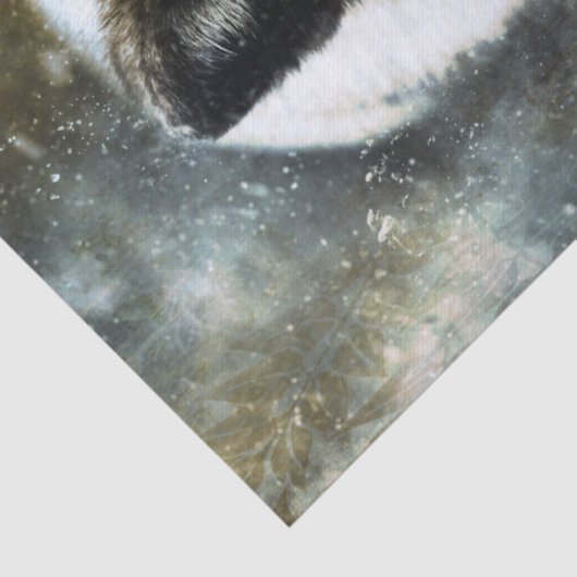 Waterverf van kunstvos in het wild tissuepapier (Detail)