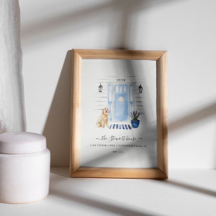 Waterverf van kustbeachy Vooraan Goldendole Poster