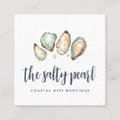 Waterverf van kusten en oesters vierkante visitekaartje (Voorkant)