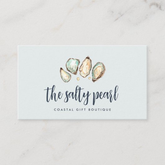 Waterverf van kusten en oesters visitekaartje (Voorkant)