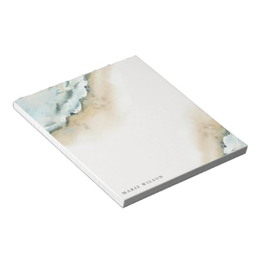 Waterverf van kuststrand van Elegant Zee Waves Zan Notitieblok (Schuin)