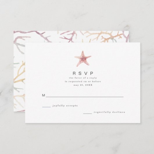 Waterverf van kuststrand van Florida Wedding RSVP (Voorkant / Achterkant)