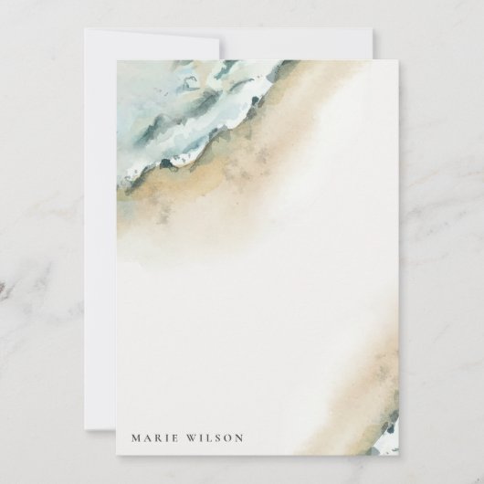 Waterverf van kustvaart Zee Waves Sand Beach Notitiekaartje (Voorkant)