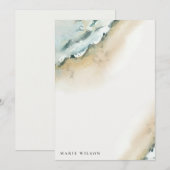 Waterverf van kustvaart Zee Waves Sand Beach Notitiekaartje (Voorkant / Achterkant)