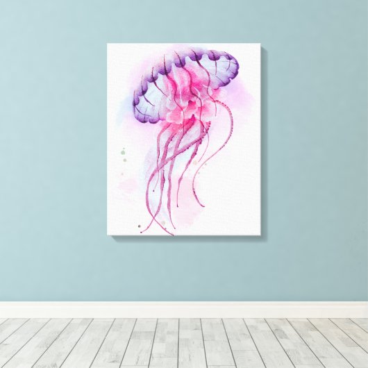 Waterverf van kwallen canvas afdruk (Insitu (Houten vloer))