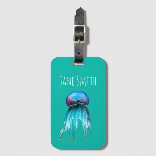 Waterverf van kwallen kleurrijke moderne aquatisch bagagelabel (Voorkant (verticaal))
