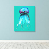 Waterverf van kwallen kleurrijke moderne aquatisch canvas afdruk (Insitu (Houten vloer))