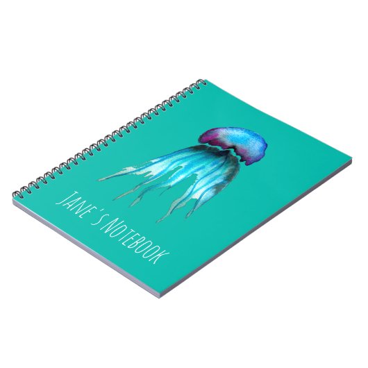 Waterverf van kwallen kleurrijke moderne aquatisch notitieboek (Linkerzijde)