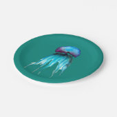 Waterverf van kwallen kleurrijke moderne aquatisch papieren bordje (Gekanteld)