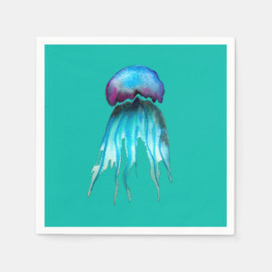 Waterverf van kwallen kleurrijke moderne aquatisch servet