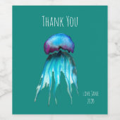 Waterverf van kwallen kleurrijke moderne aquatisch wijn etiket (Enkel label)