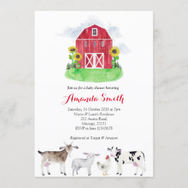 WATERVERF VAN LANDBOUWHUISDIEREN Baby shower Uitno Kaart