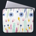 Waterverf van landschapskuikens laptop sleeve<br><div class="desc">Dit moderne en artsachtige patroon is perfect voor de zomer of het voorjaar. Hij is blauw, stoffig blauw, helder geel, roze roos, ferngroen en roze bessen met de hand geverfde waterverf in wilde bloemen en bladeren. Het is artistiek, , meisjes, zoet, uniek en origineel. Stijlvol met dit handbeschilderde patroon van...</div>