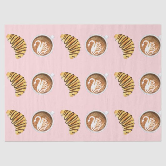 Waterverf van latte en chocolade-croissant tissuepapier (Voorkant)