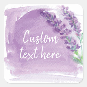 Waterverf van lavendel Essentiële olie Vierkante Sticker