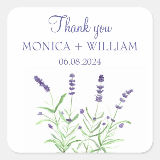 Waterverf van lavendellak kruiden rotsachtig paars vierkante sticker (Voorkant)