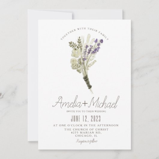 Waterverf van Lavender Eco Friendly Rustic Wedding Kaart (Voorkant)