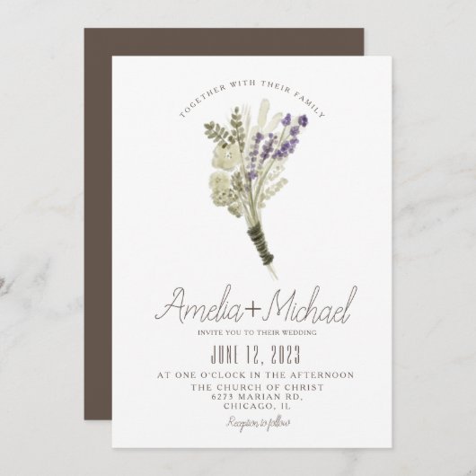 Waterverf van Lavender Eco Friendly Rustic Wedding Kaart (Voorkant / Achterkant)