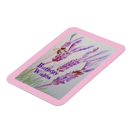 Waterverf van lavender en bijen Kaart op zaterdag Magneet (Linkerzijde)