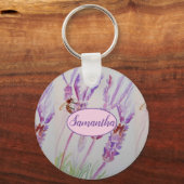 Waterverf van lavender en bijen Mok op zaterdag Sleutelhanger (Voorkant)