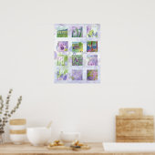 Waterverf van lavender Fields bloem collage art Poster (Keuken)