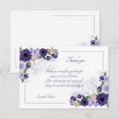 Waterverf van Lavender Floral Sympathie Hartelijk  Bedankkaart (Voorkant / Achterkant)