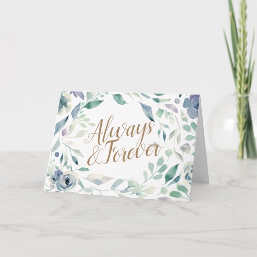 Waterverf van Lavender Floral Wedding Gefeliciteer Kaart (Voorkant)