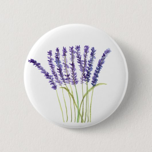 Waterverf van lavender, paarse paarse bloemen ronde button 5,7 cm (Voorkant)
