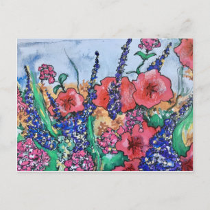 Waterverf van Lavender Poppies Garden Briefkaart