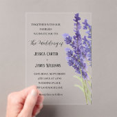 Waterverf van Lavender Rustic Elegant Wedding Acryl Uitnodigingen (Insitu (Draagbaar))