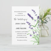 Waterverf van Lavender Rustic Elegant Wedding Kaart (Staand voorkant)