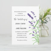 Waterverf van Lavender Rustic Elegant Wedding Kaart (Staand voorkant)