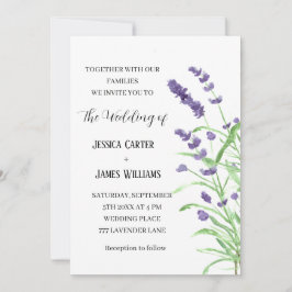 Waterverf van Lavender Rustic Elegant Wedding Kaart