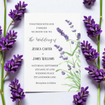 Waterverf van Lavender Rustic Elegant Wedding
