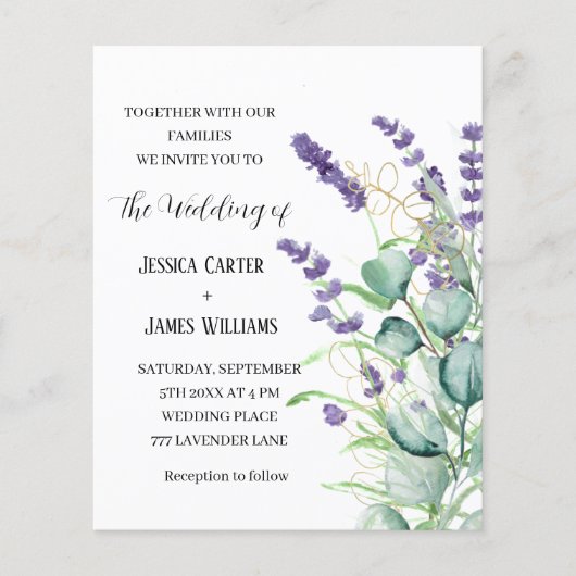 Waterverf van Lavender Rustic Eucalyptus Wedding (Voorkant)