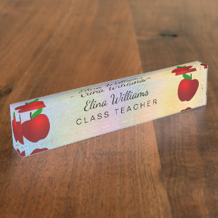 Waterverf van leerkracht Red Apple Naambordje