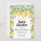 Waterverf van Lemon en Bee Greenery Baby shower Kaart (Voorkant)