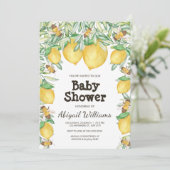 Waterverf van Lemon en Bee Greenery Baby shower Kaart (Staand voorkant)