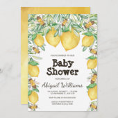Waterverf van Lemon en Bee Greenery Baby shower Kaart (Voorkant / Achterkant)