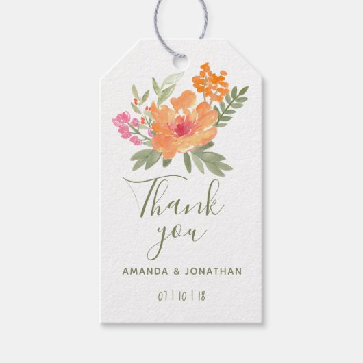 Waterverf van lente-bruiloft cadeaulabel (Voorkant)