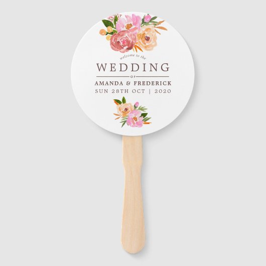 Waterverf van lente-bruiloft handwaaier (Voorkant)
