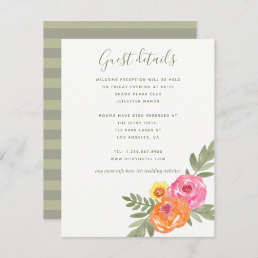 Waterverf van lente-bruiloft informatiekaartje (Voorkant / Achterkant)