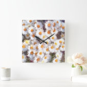 Waterverf van lente-Daisy Wildflower Vierkante Klok (Huis)