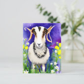 Waterverf van lente-Pasen-Jacob Sheep-Floral Briefkaart (Staand voorkant)